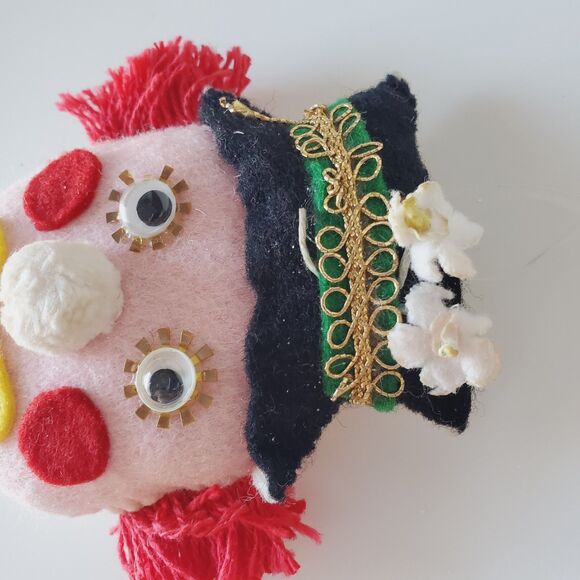 Vintage Handmade Felt Clown Ornament Whimsical Design GUC - Picture 7 of 12